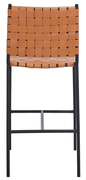 Olenna Woven Counter Stool/Cognac Black