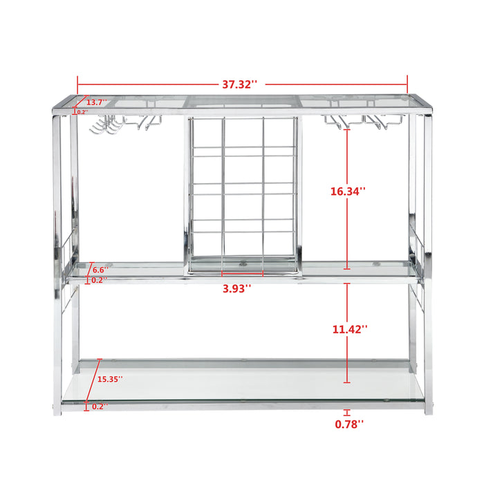 3 Tier Kitchen Trolley with Tempered Glass Shelves/ Chrome