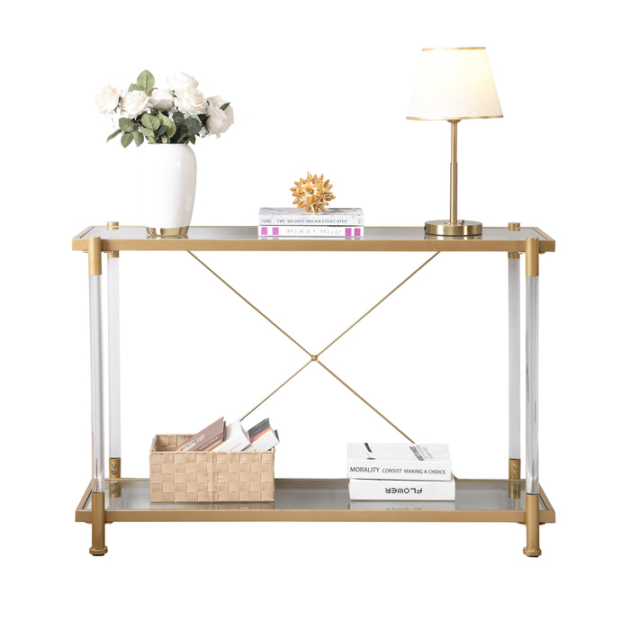 Acrylic Glass Console Table/ Gold