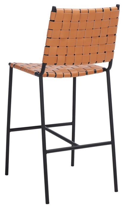 Olenna Woven Counter Stool/Cognac Black