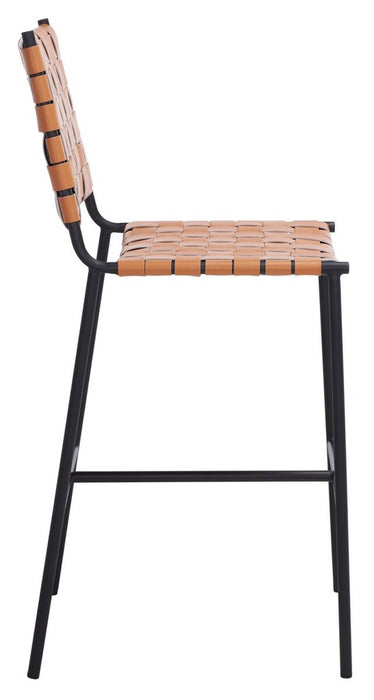 Olenna Woven Counter Stool/Cognac Black