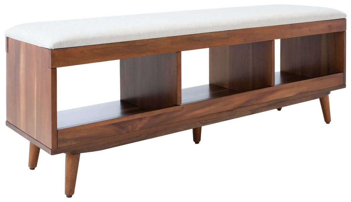 Cricket Open Shelf Bench W/ Cushion/ Cream Linen - Cool Stuff & Accessories