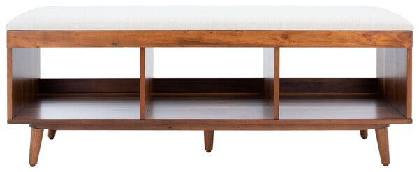 Cricket Open Shelf Bench W/ Cushion/ Cream Linen - Cool Stuff & Accessories