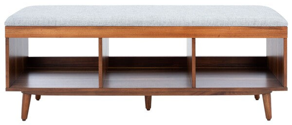 Cricket Open Shelf Bench W/ Cushion/Grey Linen - Cool Stuff & Accessories
