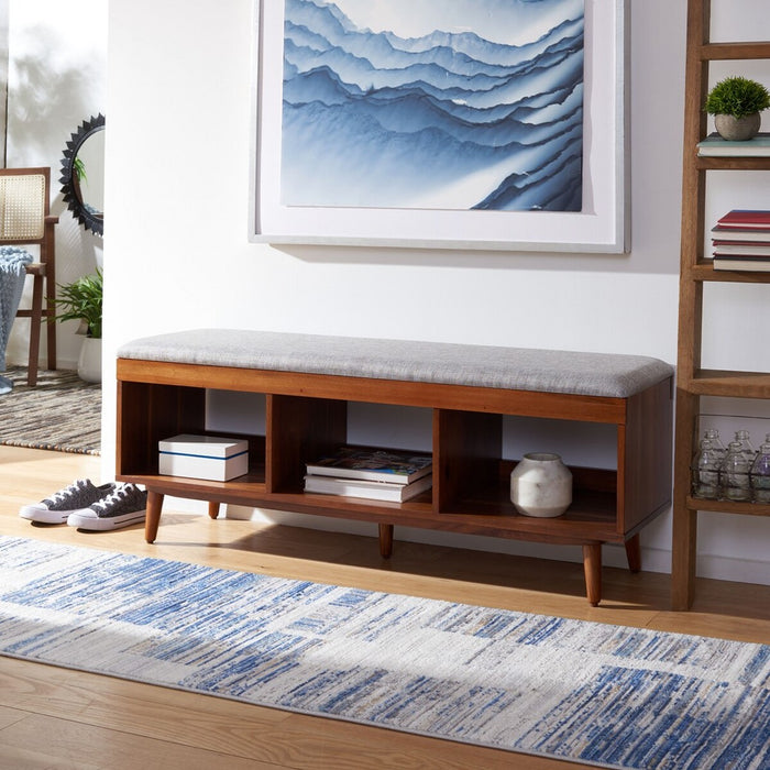 Cricket Open Shelf Bench W/ Cushion/Grey Linen - Cool Stuff & Accessories