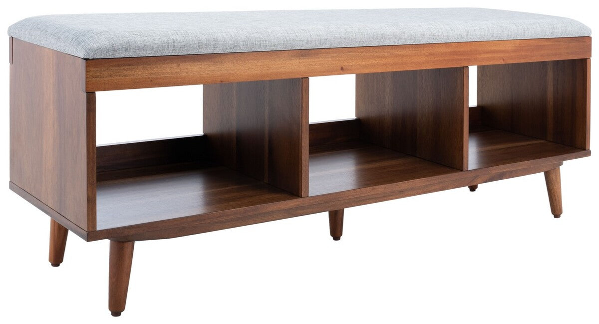 Cricket Open Shelf Bench W/ Cushion/Grey Linen - Cool Stuff & Accessories