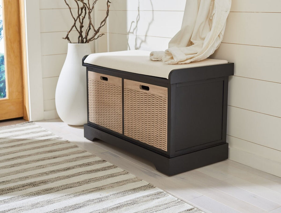 Landers 2 Drawer / Cushion Storage Bench/ Black - Cool Stuff & Accessories