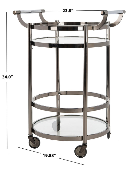 Sienna Contemporary Gunmetal 2 Tier Round Bar Cart - Cool Stuff & Accessories