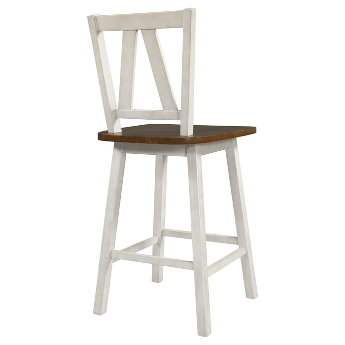 Farmhouse 3 Piece Counter Height Dining Table Set/ Walnut/ White