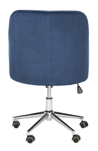 Evelynn Tufted Velvet Chrome Leg Swivel Office Chair/ Navy