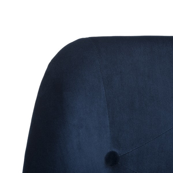 Evelynn Tufted Velvet Chrome Leg Swivel Office Chair/ Navy