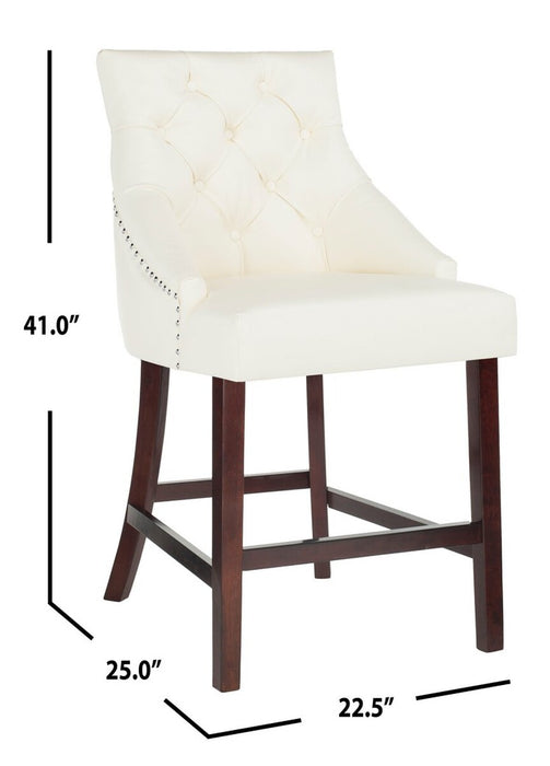 Eleni Tufted Wing Back Counter Stool/White - Cool Stuff & Accessories