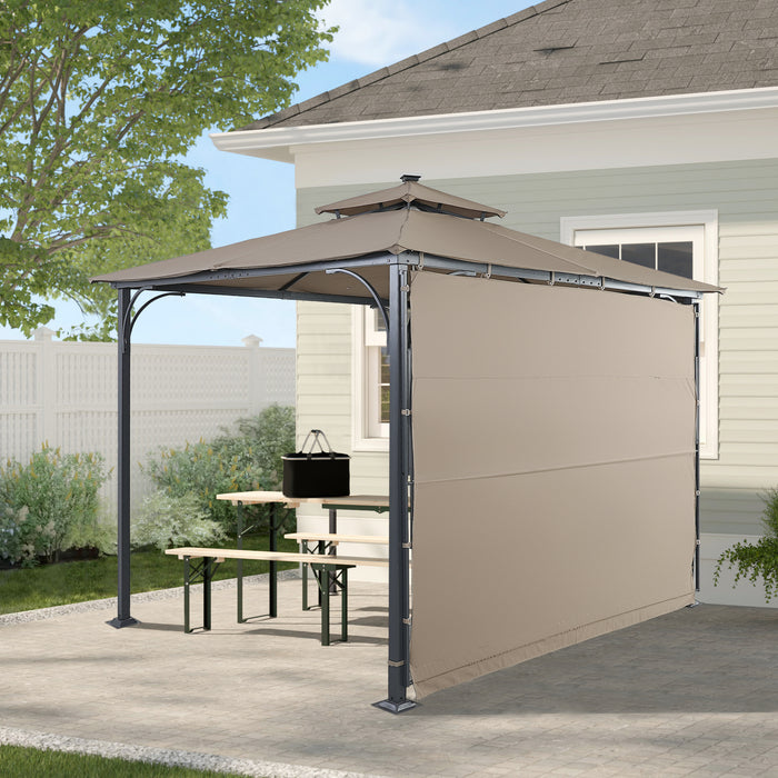 Patio 9. 8ft.L x 9. 8ft.W Gazebo with Extended Side Shed, Brown