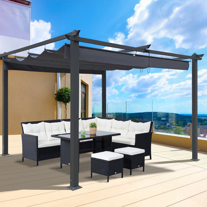 13 x 10 Ft Outdoor Pergola With Canopy/Gray