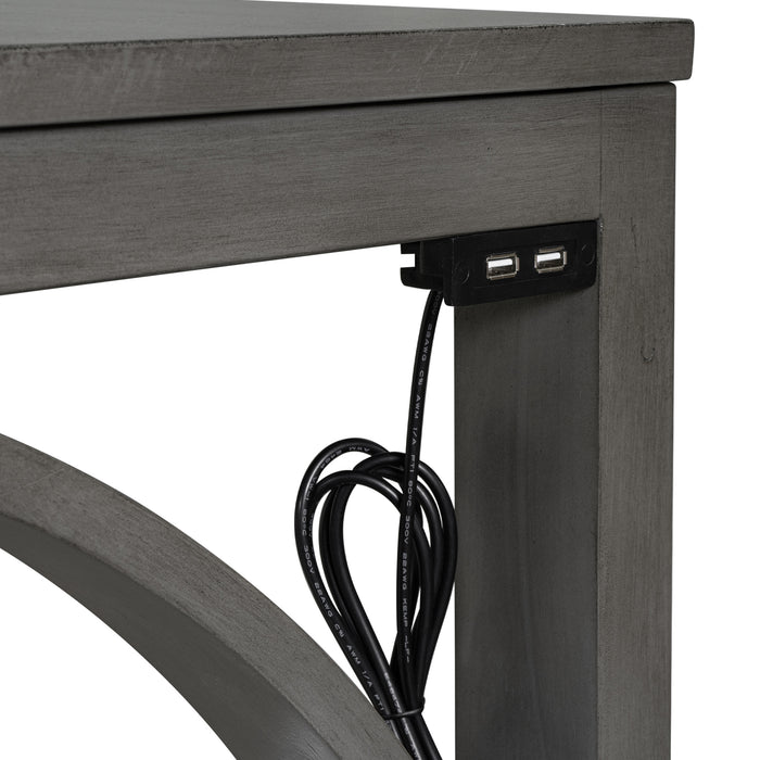 Farmhouse 3 Piece Counter Height Dining Table Set/ Gray