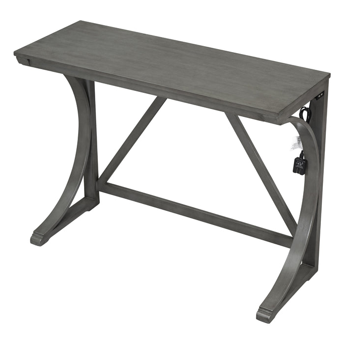 Farmhouse 3 Piece Counter Height Dining Table Set/ Gray
