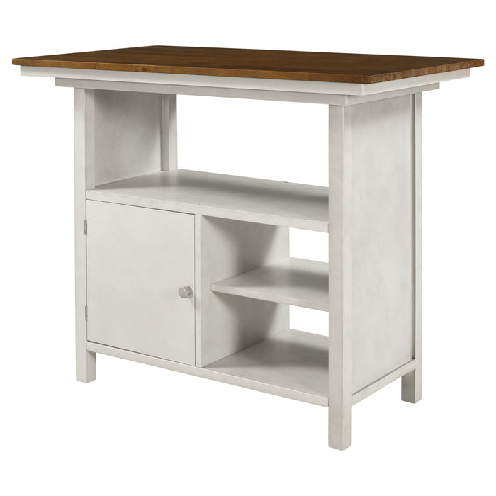Farmhouse 3 Piece Counter Height Dining Table Set/ Walnut/ White