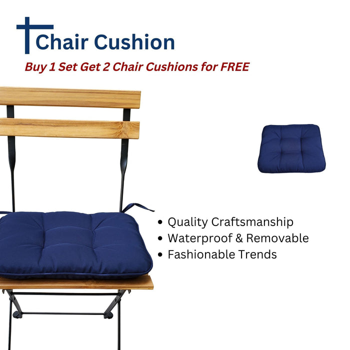 Solid Teak Wood Bistro Set Folding Table And Chair /Navy