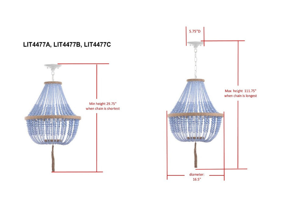 KRISTI 3 LIGHT 16.5-INCH BEADED PENDANT - Cool Stuff & Accessories