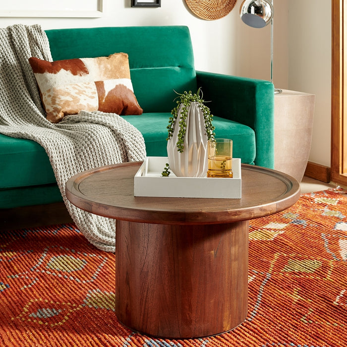 Devin Round Pedestal Coffee Table/ Dark Walnut - Cool Stuff & Accessories