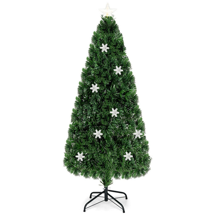 6 Feet LED Optic Artificial Christmas Tree with Snowflakes