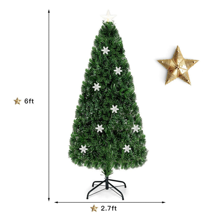 6 Feet LED Optic Artificial Christmas Tree with Snowflakes