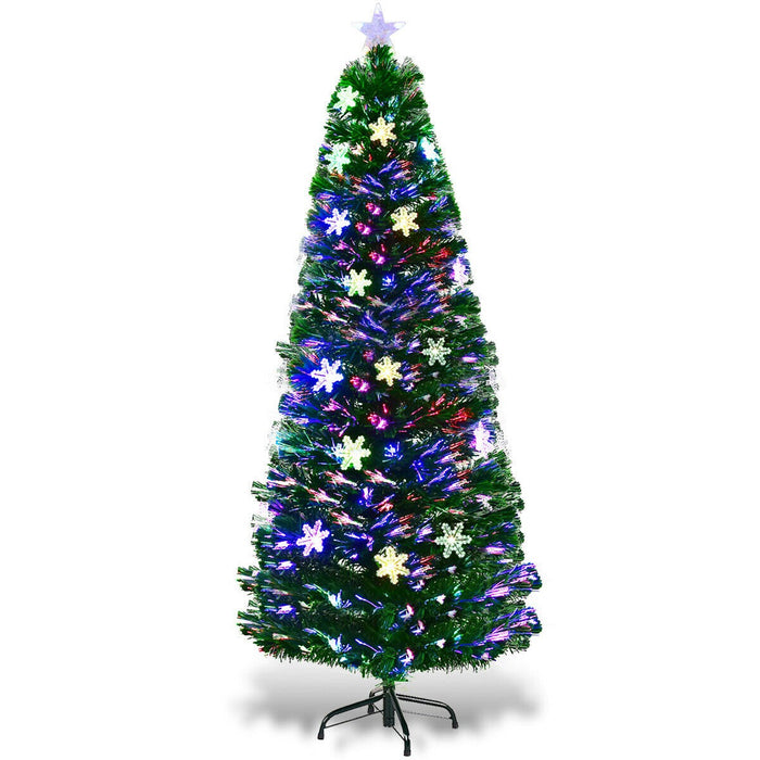 6 Feet LED Optic Artificial Christmas Tree with Snowflakes