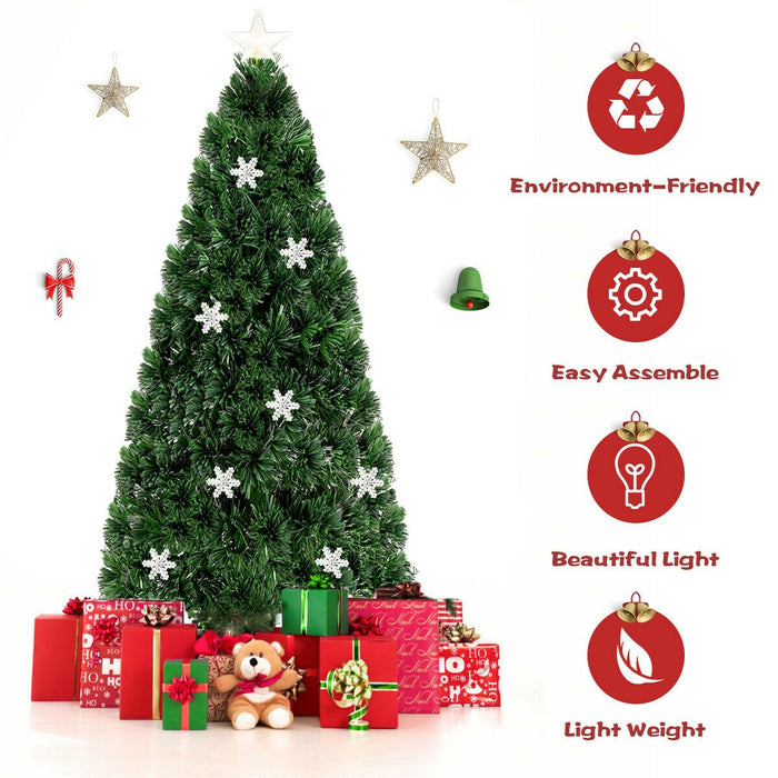 6 Feet LED Optic Artificial Christmas Tree with Snowflakes