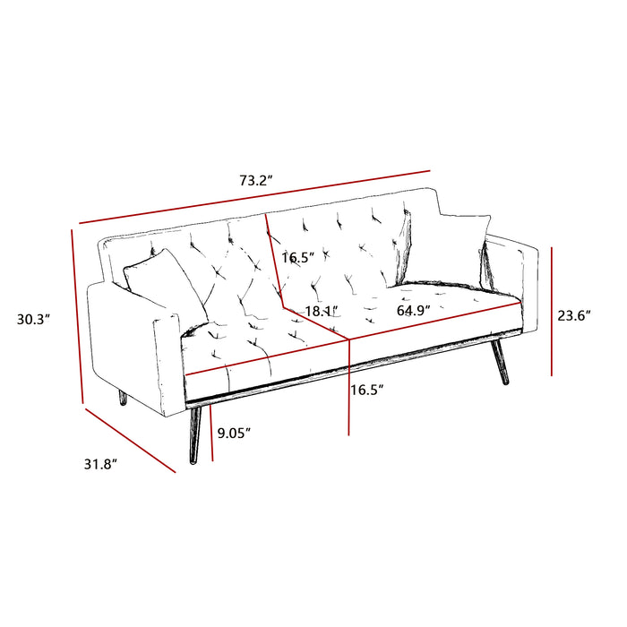 Convertible Folding Futon Sofa Bed/ Cream