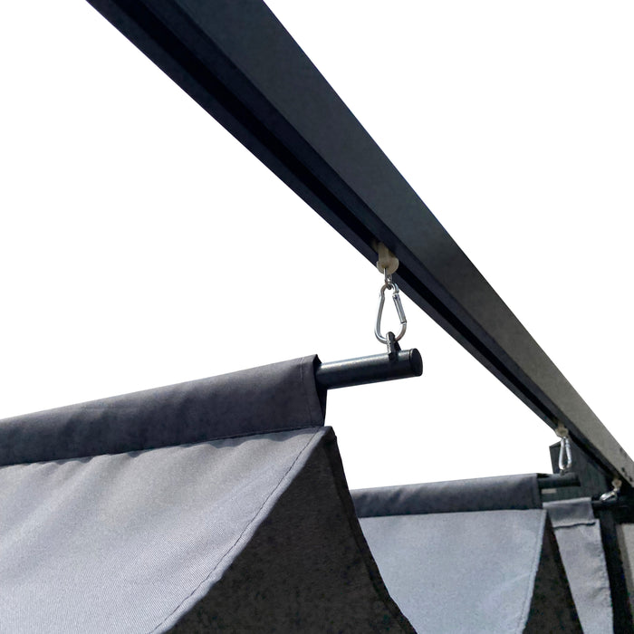 10x10 Ft Outdoor Patio Retractable Pergola With Canopy/Grey
