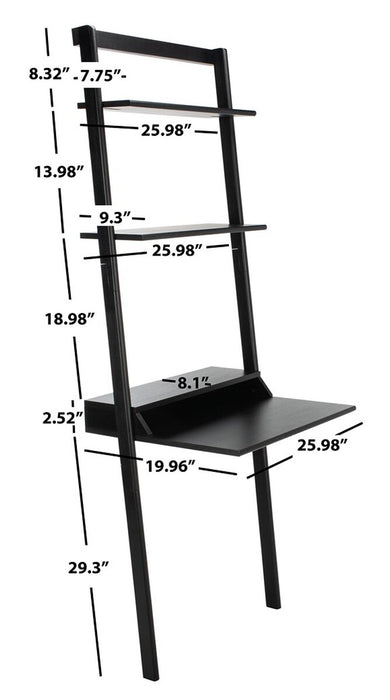 Pamella 2 Shelf Leaning Desk/ Black
