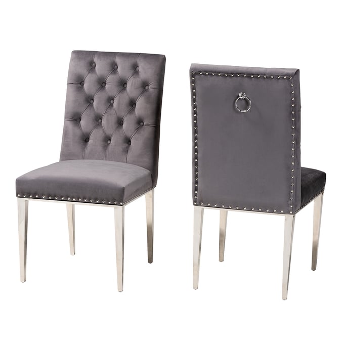 Caspera 2 Piece Dining Chair Set/Grey Velvet