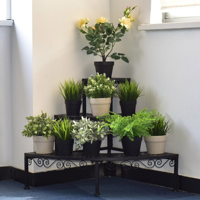3-Tier Corner Metal Flower Ladder Plant Stand - Cool Stuff & Accessories