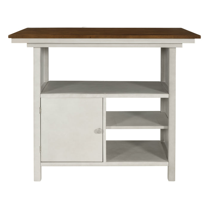 Farmhouse 3 Piece Counter Height Dining Table Set/ Walnut/ White