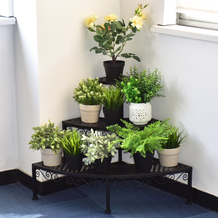3-Tier Corner Metal Flower Ladder Plant Stand - Cool Stuff & Accessories