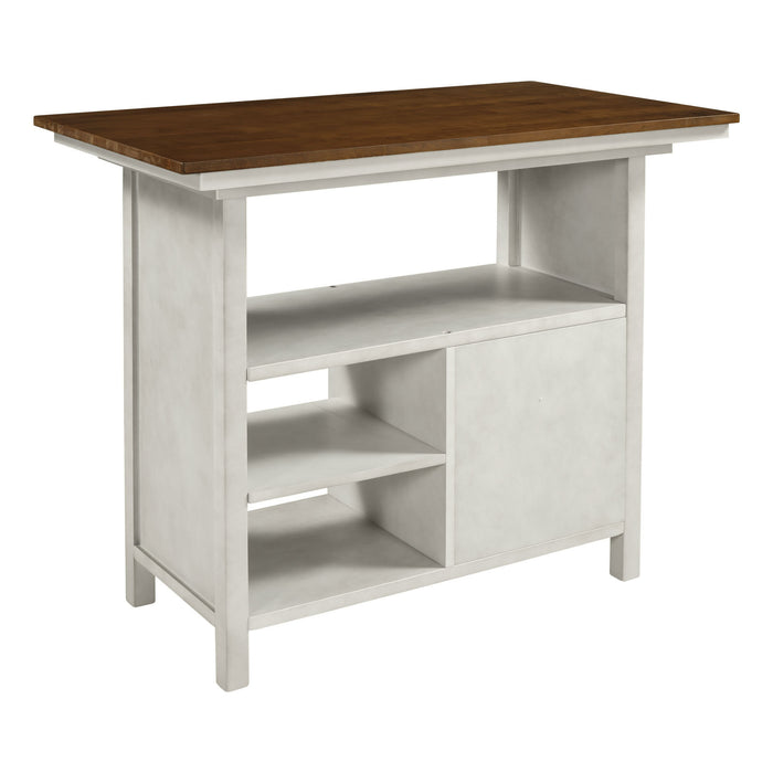 Farmhouse 3 Piece Counter Height Dining Table Set/ Walnut/ White