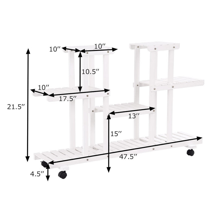 4-Tier Wood Casters Rolling Shelf Plant Stand - Cool Stuff & Accessories