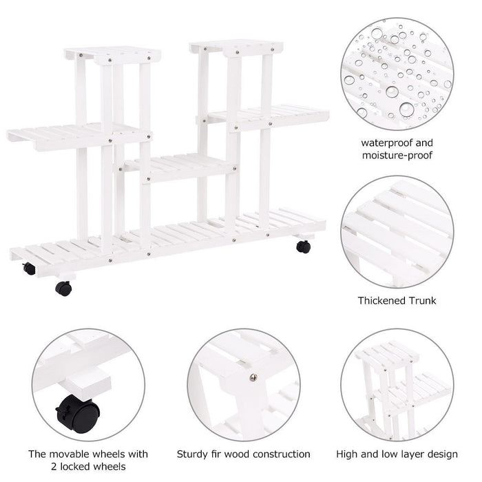 4-Tier Wood Casters Rolling Shelf Plant Stand - Cool Stuff & Accessories