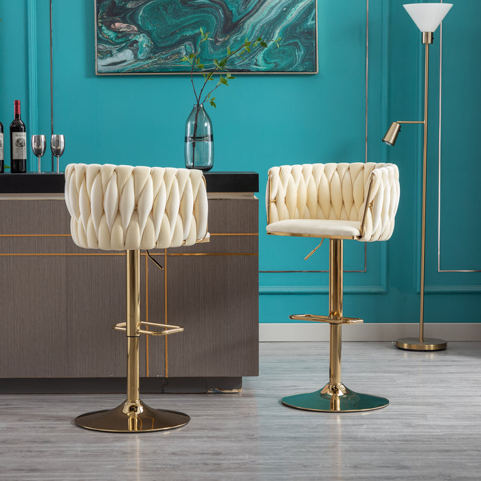 Set of 2 Bar Stools/ Ivory