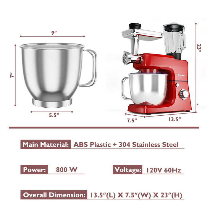 3 in 1 Multi functional Food Stand Mixer/ Red