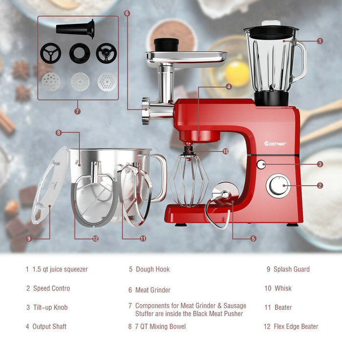 3 in 1 Multi functional Food Stand Mixer/ Red