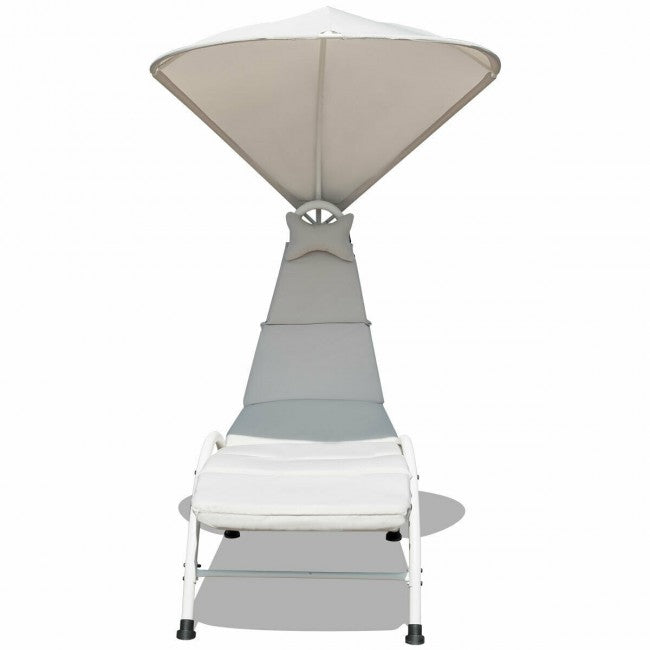 Chaise Lounger Chair with Canopy/Beige