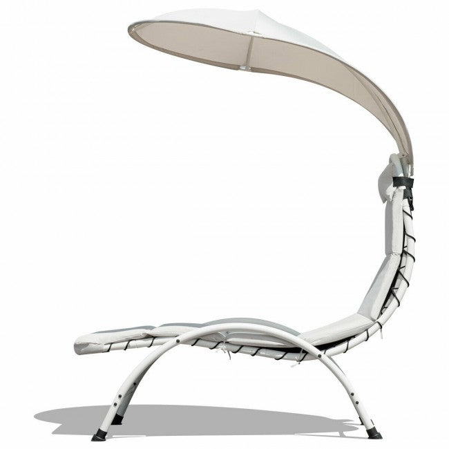 Chaise Lounger Chair with Canopy/Beige