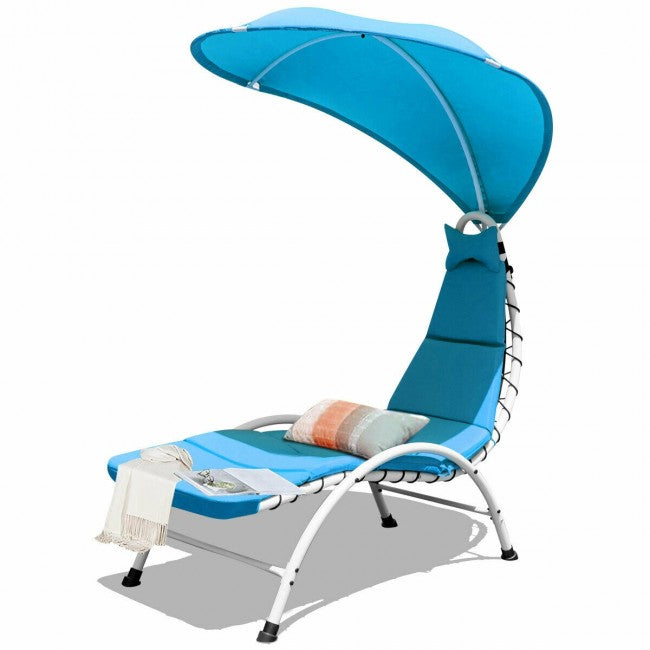 Chaise Lounger Chair with Canopy/Blue