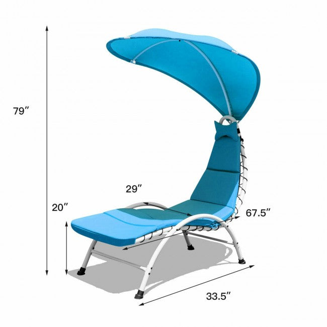 Chaise Lounger Chair with Canopy/Blue