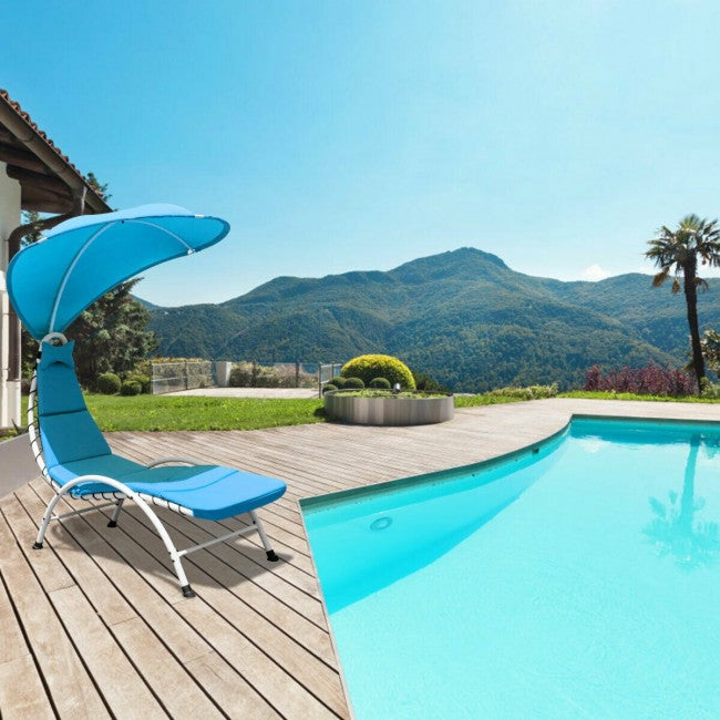 Chaise Lounger Chair with Canopy/Blue