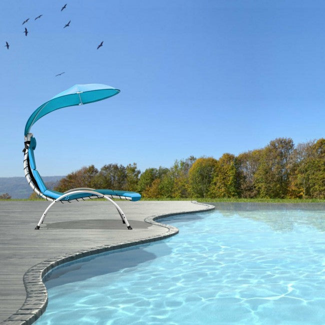 Chaise Lounger Chair with Canopy/Blue