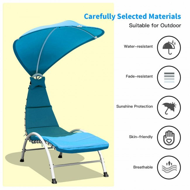 Chaise Lounger Chair with Canopy/Blue