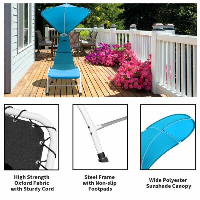 Chaise Lounger Chair with Canopy/Blue