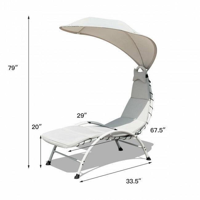 Chaise Lounger Chair with Canopy/Beige